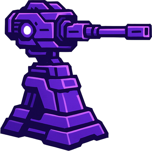 Torreta futurista sniper morada.
In-Game asset.  2d.  High contrast.  No shadows