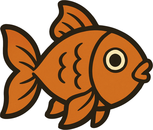 Goldfish in professor Layton game style.
In-Game asset.  2d.  High contrast.  No shadows