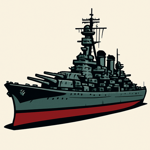 un barco gigante de guerra.
In-Game asset.  2d.  High contrast.  No shadows