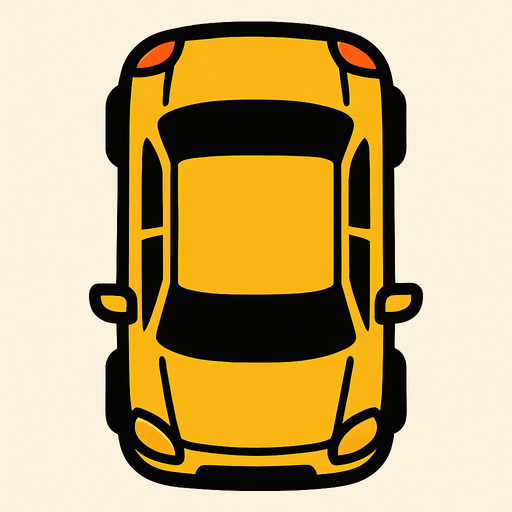 car bird's eye view.
In-Game asset.  2d.  High contrast.  No shadows