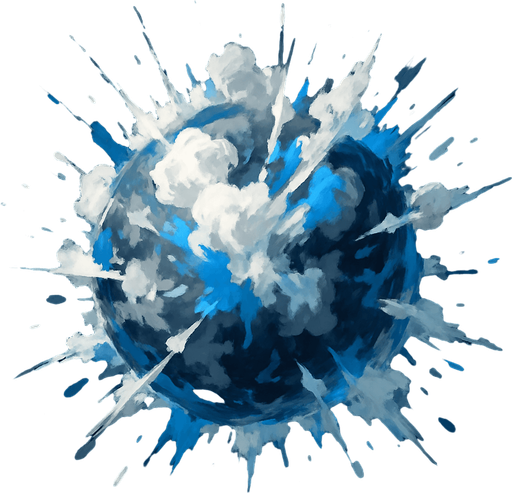 Airball explosion. sphere. mixed grey with white & blue colors. HD colors
In-Game asset.  2d.  High contrast.  No shadows