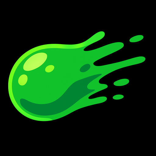 Un proyectil de slime estilo lineless.
In-Game asset.  2d.  High contrast.  No shadows