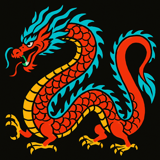 long dragon.
In-Game asset.  2d.  High contrast.  No shadows