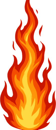 Tall flame shot of a flame gun assets.  without the gun.
In-Game asset.  2d.  High contrast.  No shadows