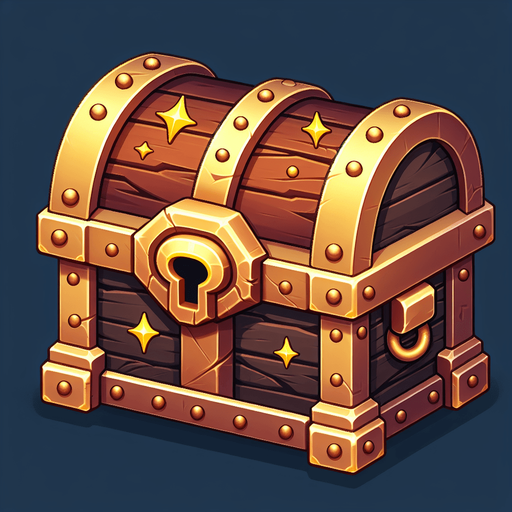 hazine kutusu.
Single Game Texture.  In-Game asset.  2d.  Blank background.  High contrast.  No shadows