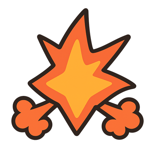Explosión. No background. Transparent background. Blank background. No shadows. 2d. In-Game asset. flat