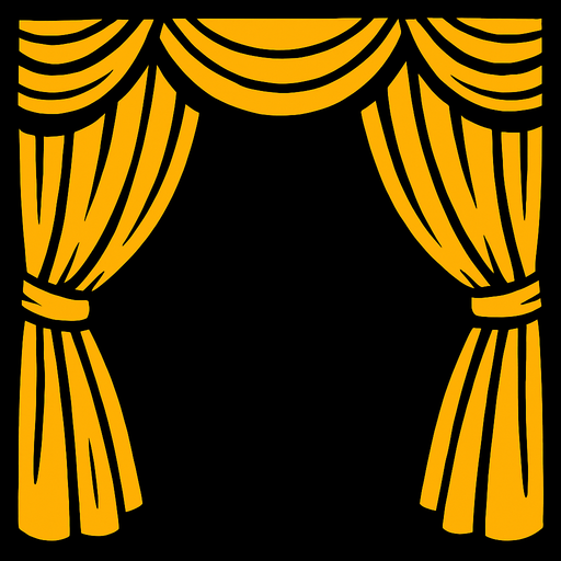 Arkaplan siyah ağırlıklı sahne perdeler.
In-Game asset.  2d.  High contrast.  No shadows