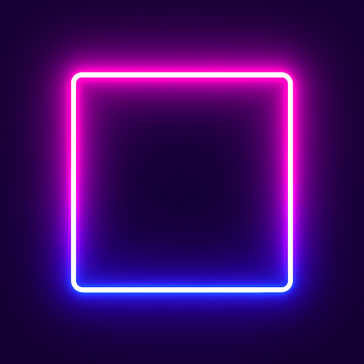 Neon square.
In-Game asset.  2d.  High contrast.  No shadows