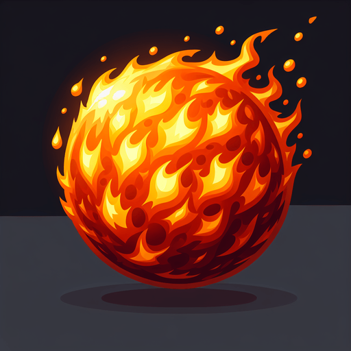 fireball.
Single Game Texture. In-Game asset. 2d. Blank background. High contrast. No shadows.