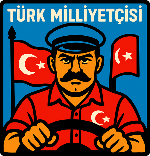 türk milliyetçisi  şöför.
In-Game asset.  2d.  High contrast.  No shadows