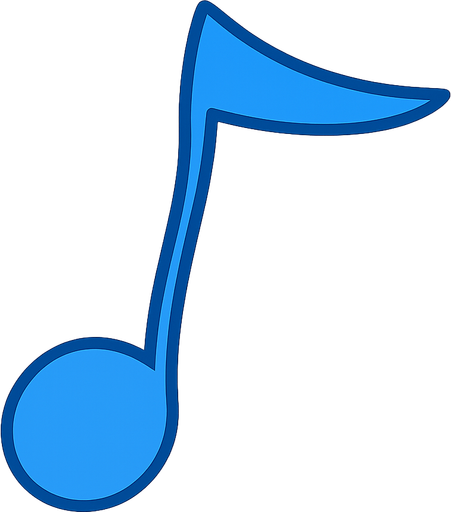 blue note. No background. Transparent background. Blank background. No shadows. 2d. In-Game asset. flat