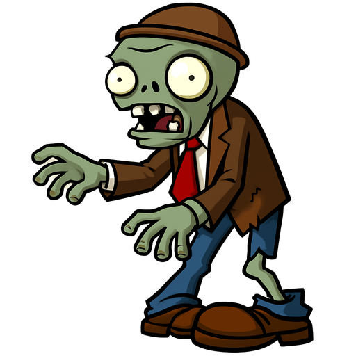 a plant vs zombies zombie.
In-Game asset.  2d.  High contrast.  No shadows