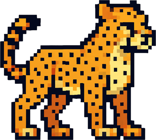 Pixel Cheetah.
In-Game asset.  2d.  High contrast.  No shadows