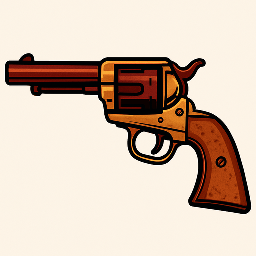a western revolver.
In-Game asset.  High contrast.  No shadows