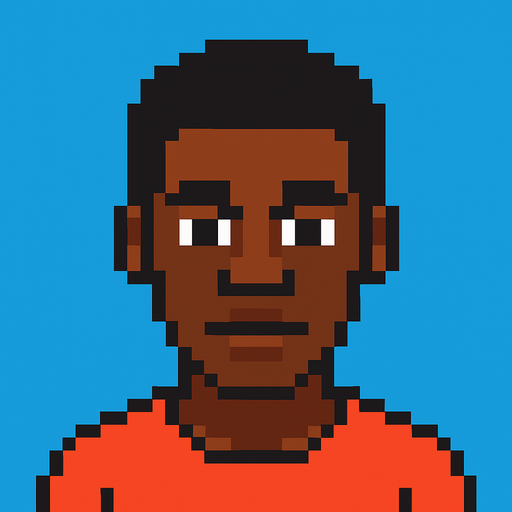 black person pixel art.
In-Game asset.  High contrast.  No shadows