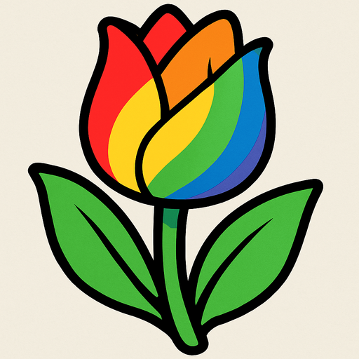 Rainbow tulip.
In-Game asset.  2d.  High contrast.  No shadows