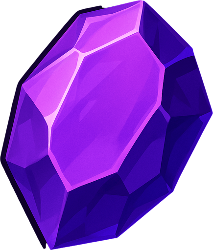 a purple gem not a diamond realistic.
In-Game asset.  2d.  High contrast.  No shadows