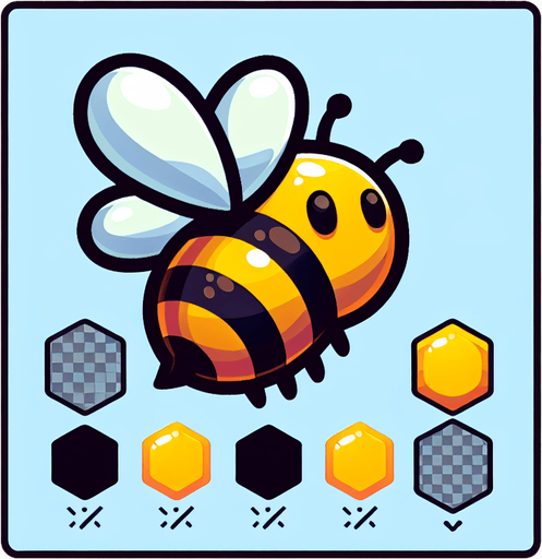 A  honeybee.
Single Game Texture. In-Game asset. 2d. Blank background. High contrast. No shadows.