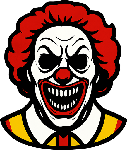 mcdonalds clown scary head.
In-Game asset.  2d.  High contrast.  No shadows