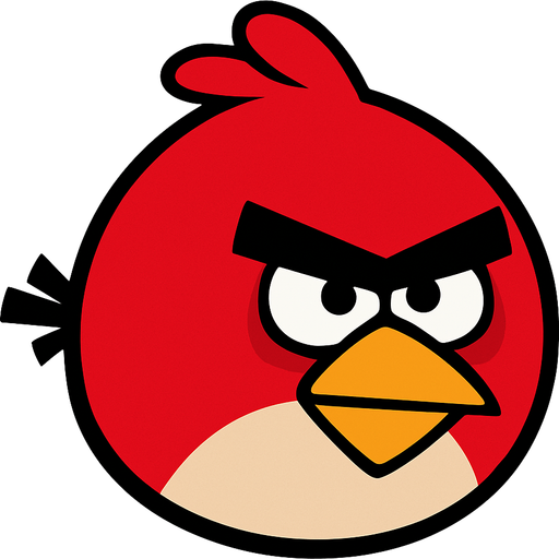 angry birds character "red".
In-Game asset.  2d.  High contrast.  No shadows