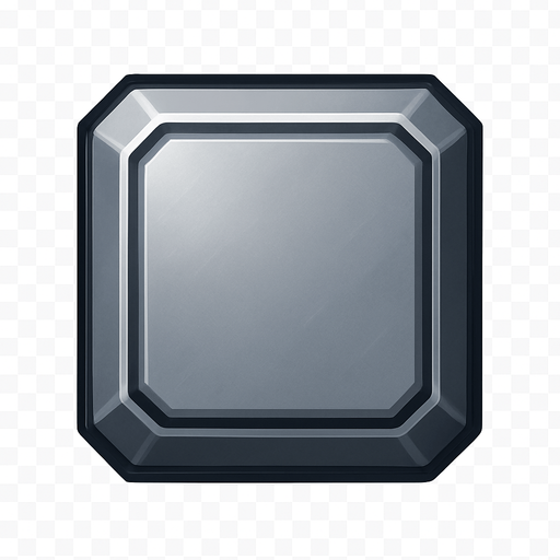 futuristic square tile, 3D look, topdown view, subtle shadowed edges, slightly beveled borders, solid clean style, metallic or sci-fi surface, not flat, looks like a cube seen from above, 76x76 pixel, on transparent background.
In-Game asset.  2d.  High contrast.  No shadows