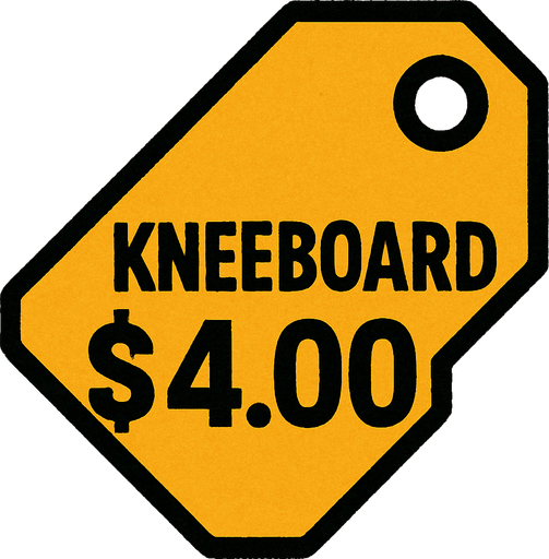 Price tag that says Kneeboard $4.00.
In-Game asset.  2d.  High contrast.  No shadows