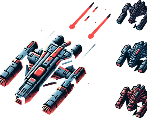 A spaceship shooter.
Single Game Texture. In-Game asset. 2d. Blank background. High contrast. No shadows.