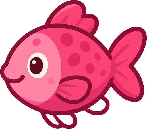 pink cute fish.
In-Game asset.  2d.  High contrast.  No shadows