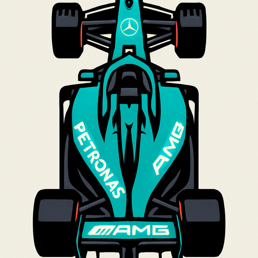 f1 mercedes car 2d vertical.
In-Game asset.  2d.  High contrast.  No shadows