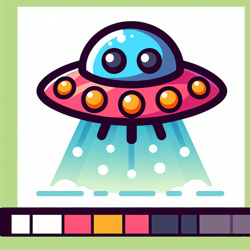 Ufo (летающая тарелка). Мультяшная.
Single Game Texture.  In-Game asset.  2d.  Blank background.  High contrast.  No shadows