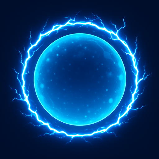 An large circle of electric energy an circular force field shield.
In-Game asset.  2d.  High contrast.  No shadows