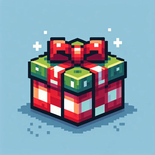 Christmas gift. Single Game Texture. In-Game asset. 2d. Blank background. High contrast. No shadows. pixelated. 8 bit