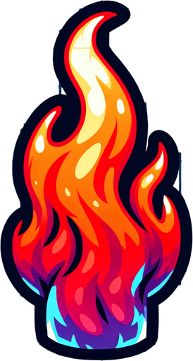 A small vertical flame. Cartoon.
Single Game Texture.  In-Game asset.  2d.  Blank background.  High contrast.  No shadows