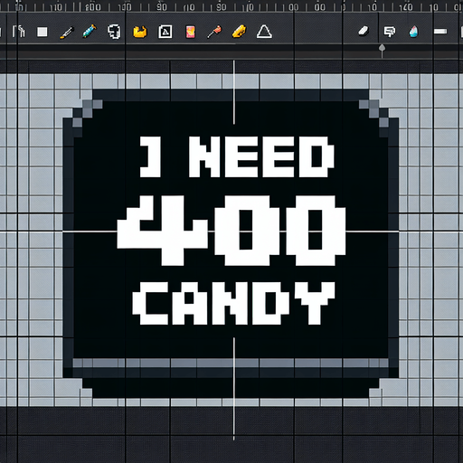 pixel text tablo : I need 400Candy.
Single Game Texture. In-Game asset. 2d. Blank background. High contrast. No shadows.