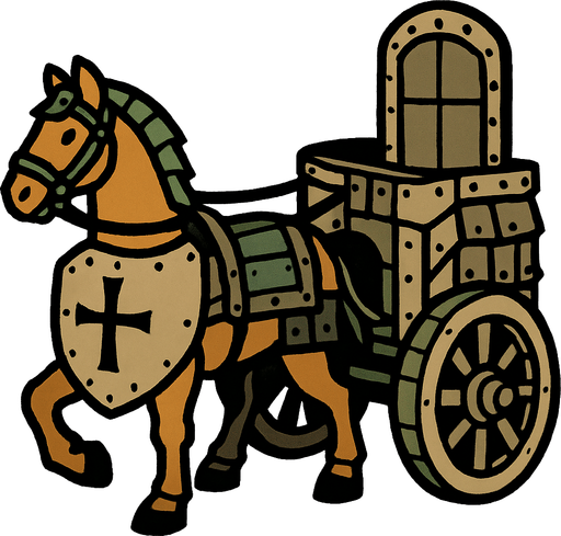 Kalkanlı Savaş Arabası.
In-Game asset.  2d.  High contrast.  No shadows
