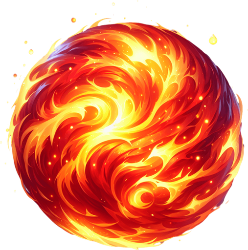 magical fireball.
Single Game Texture.  In-Game asset.  2d.  Blank background.  High contrast.  No shadows