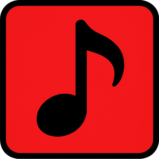 A single musical tile red.
In-Game asset.  2d.  High contrast.  No shadows