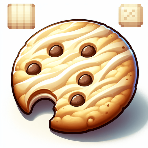 A delicious plain vanilla cookie, where three bites have been taken. Single Game Texture. In-Game asset. 2d. Blank background. High contrast. No shadows.