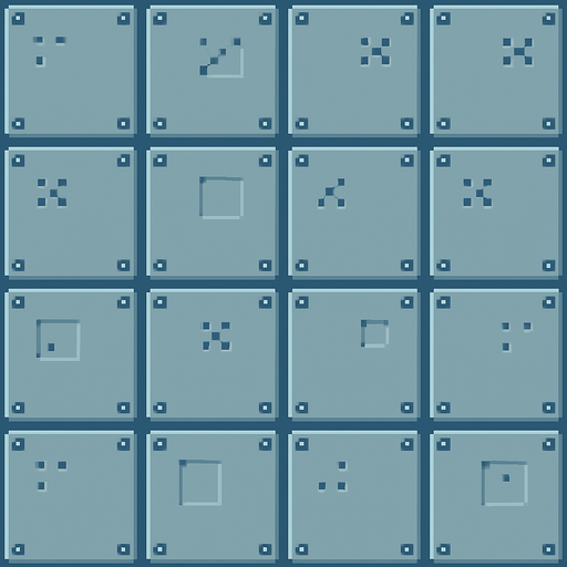 Pixel art steel tile floor, light blue grey, repeating.
In-Game asset.  2d.  High contrast.  No shadows