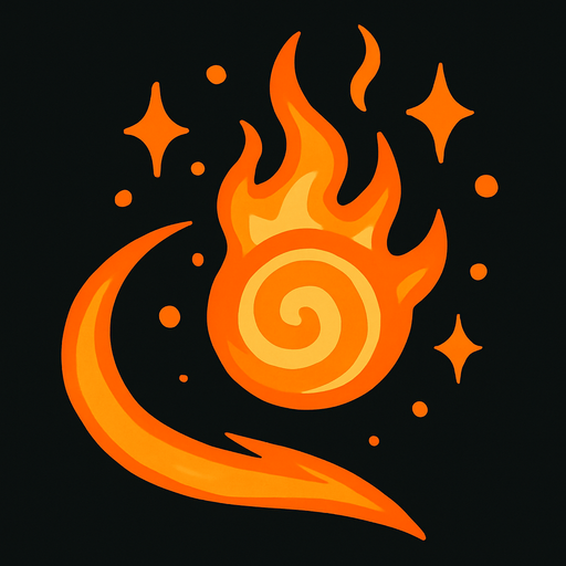 an orange magic.
In-Game asset.  2d.  High contrast.  No shadows