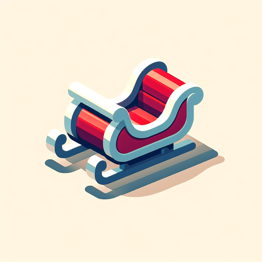 Santa's sleigh. Side view. Plastic style Single Game Texture. In-Game asset. 2d. Blank background. High contrast. No shadows.
