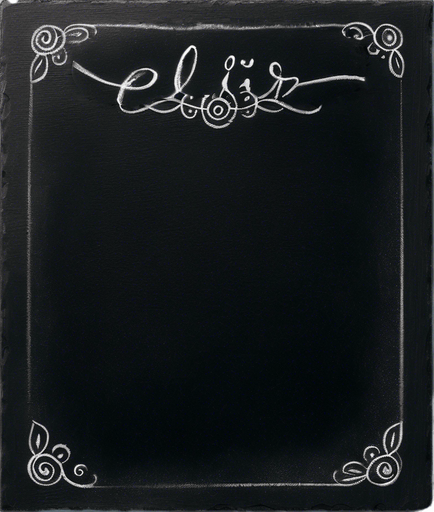 Word "ELIXIR" written in chalk. centered.