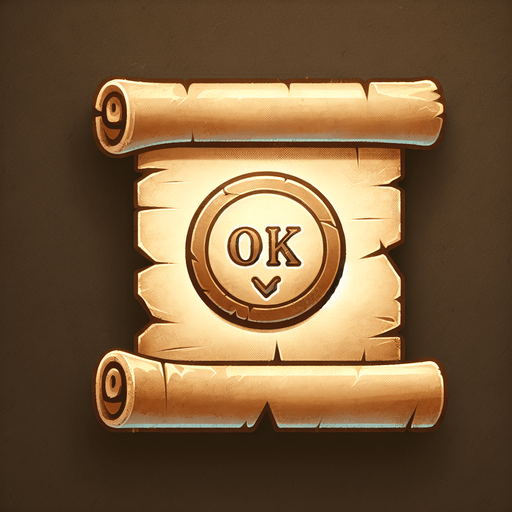 a pergament button with the Text: "OK"; 2 d game asset