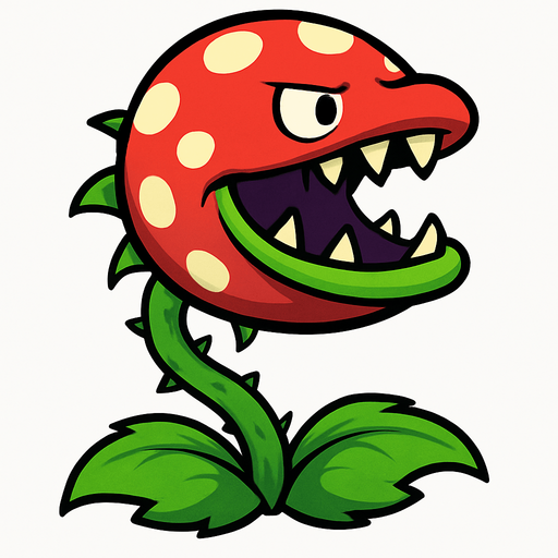 Planta piraña de plantas vs zombies.
In-Game asset.  2d.  High contrast.  No shadows