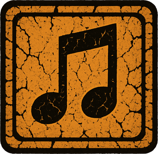 Generame una boton con dentro de forma de una nota musical con efectos de tierra.
In-Game asset.  2d.  High contrast.  No shadows