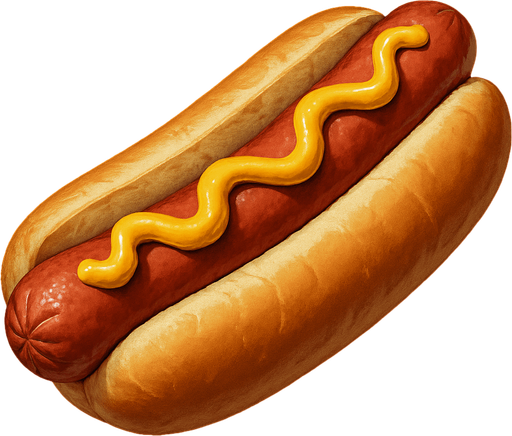 A realistic hotdog.
In-Game asset.  2d.  High contrast.  No shadows