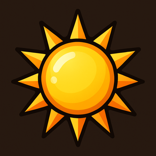Sol puntiagudo luminoso.
In-Game asset.  2d.  High contrast.  No shadows