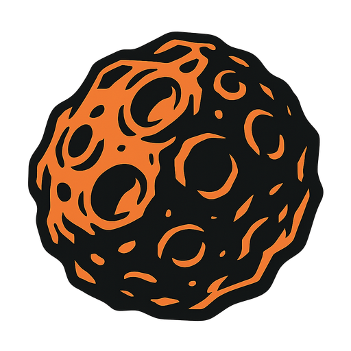 asteroid.
In-Game asset.  2d.  High contrast.  No shadows