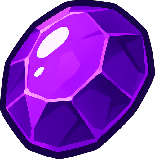 Mor taş parlak belirgin.
In-Game asset.  2d.  High contrast.  No shadows