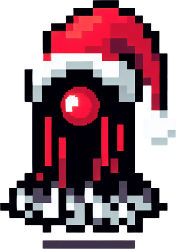 16 bit sprite of a red eye mother christmas Single Game Texture. In-Game asset. 2d. Blank background. High contrast. No shadows.